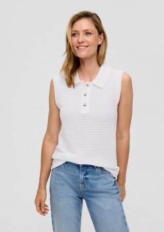 s.Oliver Semitransparentes Shirt im Slim Fit mit Hemdkragen - weiß