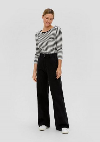 s.Oliver Gestreiftes Shirt aus Baumwoll-Stretch mit Rückenausschnitt - schwarz