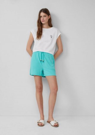 s.Oliver Jersey-Shorts mit Elastikbund und Schmuckperlen - anthrazit