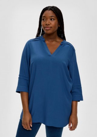 s.Oliver Viskosebluse mit Biesenfalten - dunkelblau