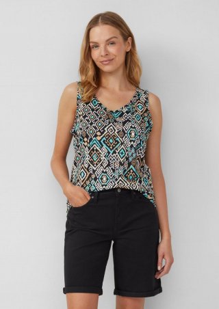 s.Oliver Jersey-Top mit Cut-out und Schleife - schwarz