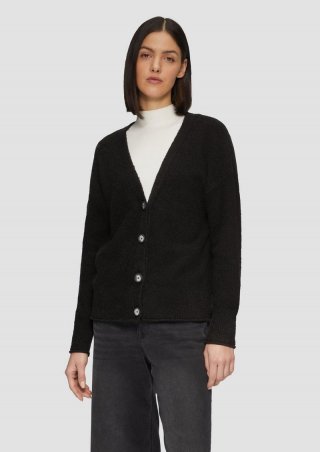 s.Oliver Strickjacke aus Baumwoll-Bouclé - schwarz