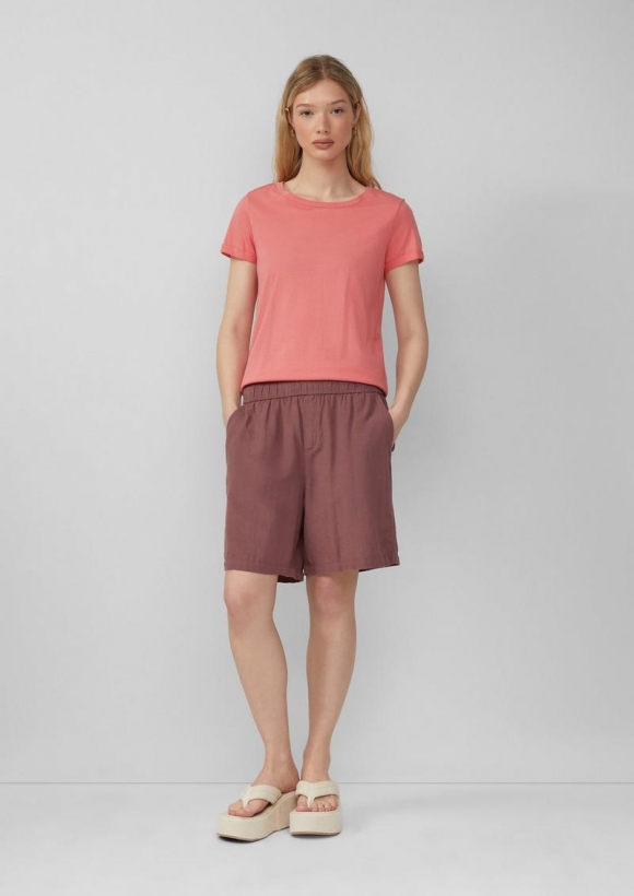 s.Oliver Leinenmix-Shorts mit Elastikbund - aubergine