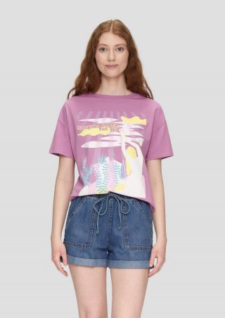 s.Oliver Baumwoll-T-Shirt im Loose Fit mit Artwork-Print - lavendel