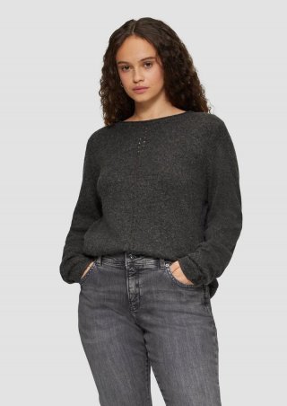 s.Oliver Weicher Strickpullover mit Ajour-Detail - schwarz