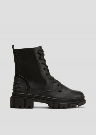 s.Oliver Chunky Boots in Leder-Optik - schwarz
