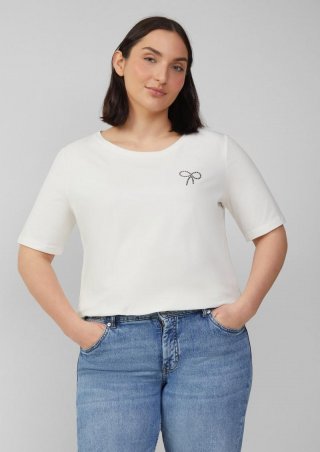 s.Oliver Jersey-T-Shirt mit Applikation - ecru