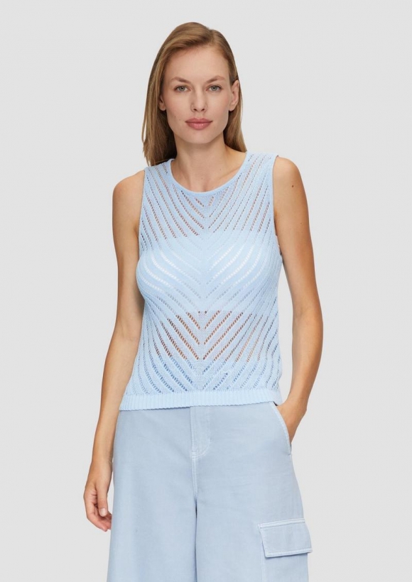 s.Oliver Top aus Ajourstrick - himmelblau