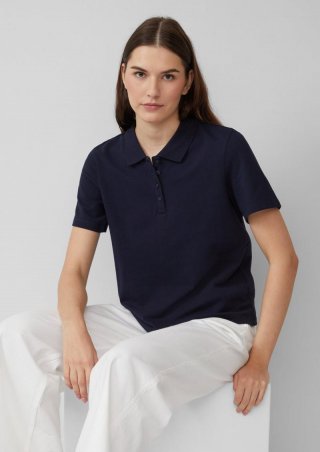 s.Oliver Verkürztes Poloshirt aus Baumwollpiqué - navy