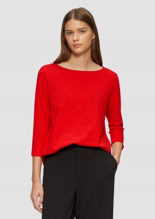 s.Oliver Shirt mit Flammgarnstruktur und 3/4-Ärmeln - rot