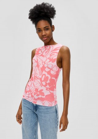 s.Oliver Semitransparentes Top aus Mesh - pink