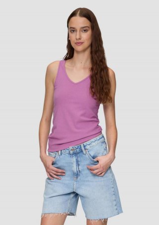 s.Oliver Geripptes Top im Slim Fit aus Modalmix - lavendel