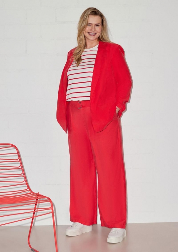 s.Oliver Wide-Leg-Hose aus Viskosemix mit Stoffgürtel - rot