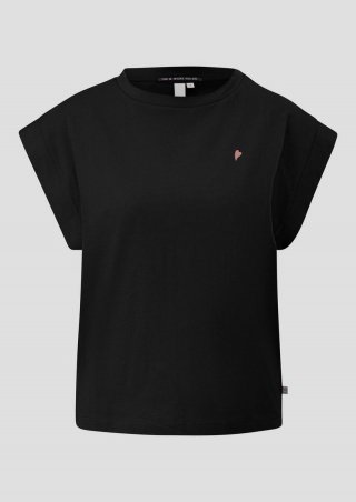 s.Oliver T-Shirt im Loose Fit mit Stickerei - schwarz