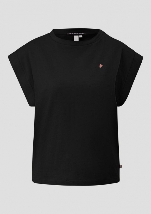 s.Oliver T-Shirt im Loose Fit mit Stickerei - schwarz