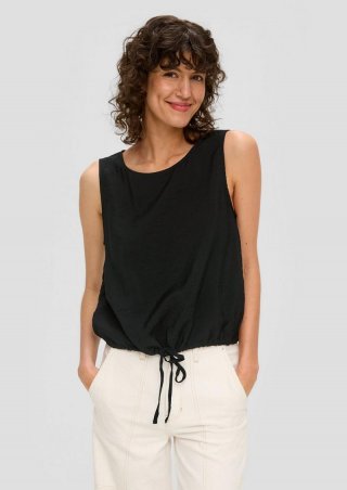 s.Oliver Bluse mit Bindeband am Saum - schwarz