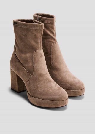 s.Oliver Stiefel mit Blockabsatz in Velorslederoptik - hellbraun