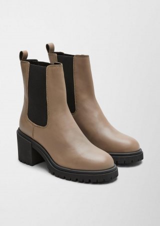 s.Oliver Lederstiefel mit Blockabsatz - hellbraun