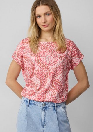 s.Oliver T-Shirt aus Viskosemix mit überschnittenen Schultern - himbeere