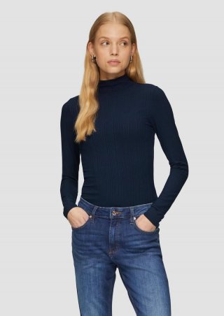 s.Oliver Rippshirt im Slim Fit aus Viskosemix - tiefblau