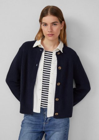 s.Oliver Cardigan aus Baumwollmix in Ripp-Optik - navy
