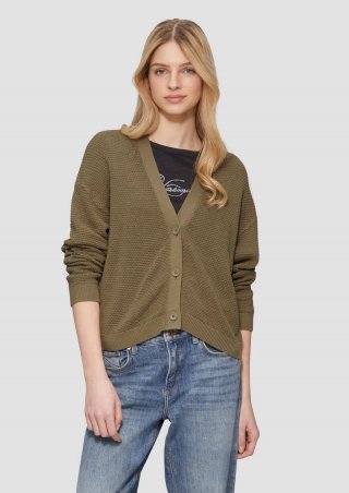 s.Oliver Strickjacke mit Strukturmuster und Knöpfen - olivgrün