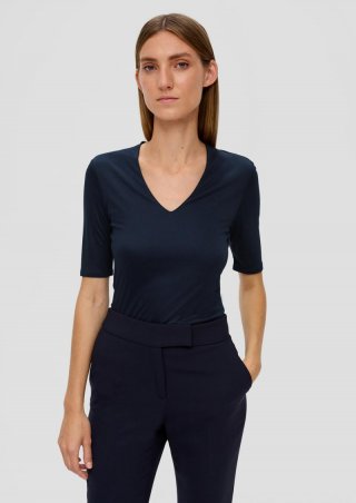 s.Oliver T-Shirt mit V-Ausschnitt - navy