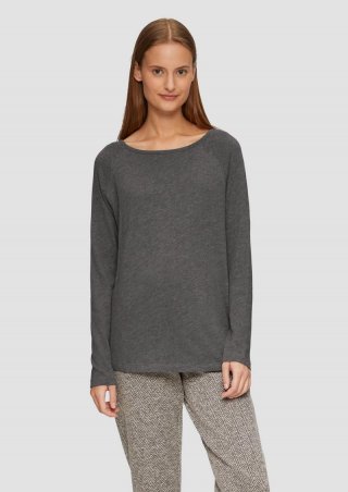 s.Oliver Langarmshirt mit Flammgarnstruktur und Raglanärmeln - graphit