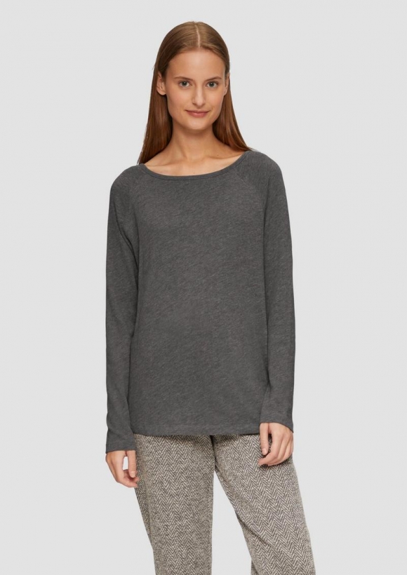 s.Oliver Langarmshirt mit Flammgarnstruktur und Raglanärmeln - graphit