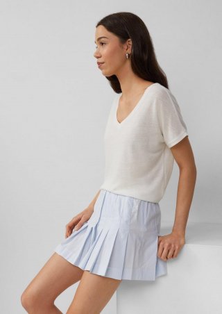 s.Oliver Locker geschnittenes T-Shirt aus Leinenmix - creme
