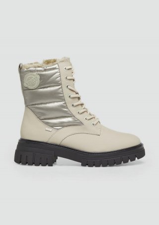 s.Oliver Warm gefütterte Stiefel in Leder-Optik - beige