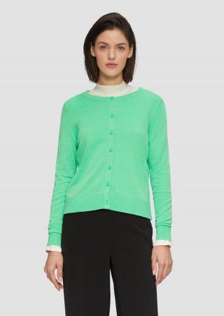 s.Oliver Rundhals-Strickjacke mit Knopfleiste - limettengrün