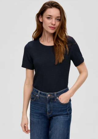 s.Oliver T-Shirt aus Struktur-Jersey - navy
