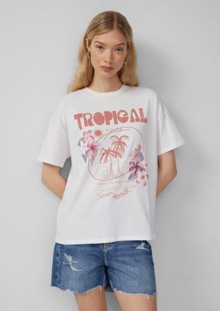 s.Oliver Lässiges T-Shirt mit Frontprint - weiß