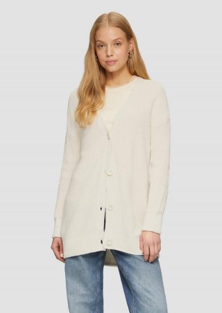 s.Oliver Lange Strickjacke mit Strukturmuster - beige