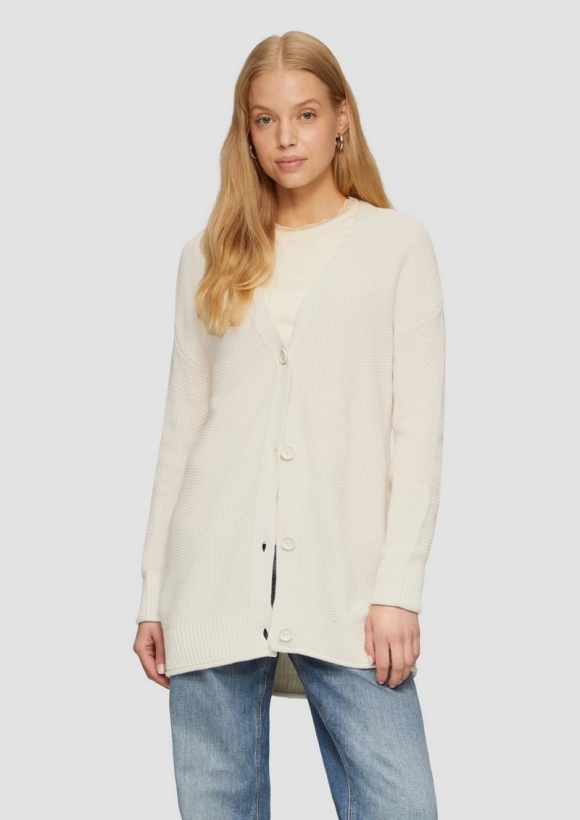 s.Oliver Lange Strickjacke mit Strukturmuster - beige