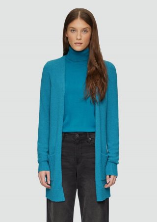 s.Oliver Lange Strickjacke mit Rippbündchen - petrol