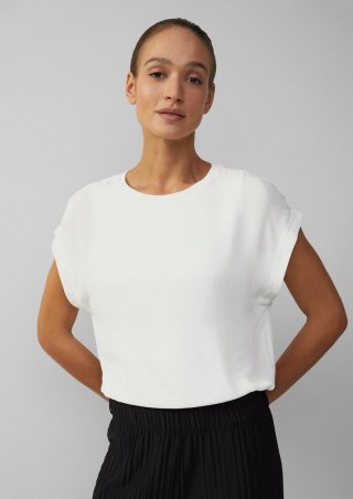 s.Oliver Chiffonshirt mit Double-Layer und überschnittener Schulter - ecru
