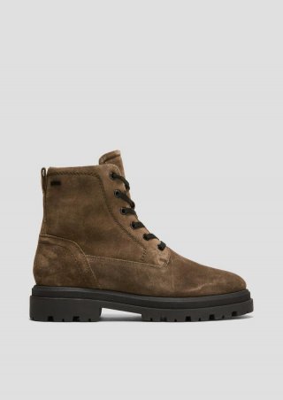 s.Oliver Gefütterte Stiefel aus Veloursleder - olivgrün
