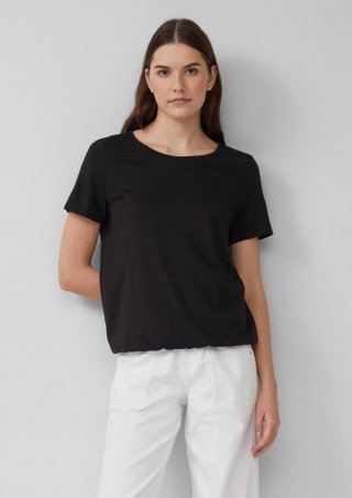 s.Oliver Jersey-T-Shirt im O-Shape mit Cut-out - schwarz