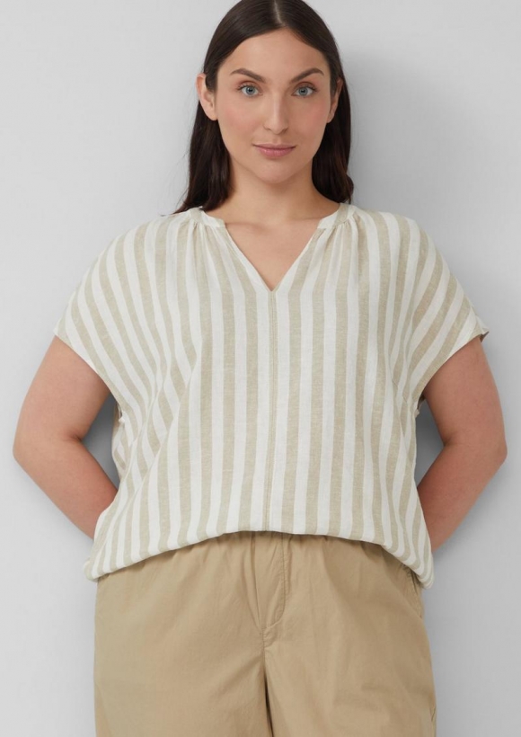s.Oliver Bluse aus Leinenmix - hellbraun