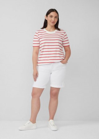 s.Oliver Bermuda Jeans / Straight Fit / Mid Rise / Straight Leg - weiß