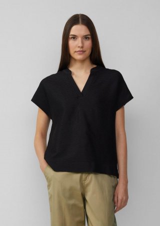 s.Oliver Weiches T-Shirt im Relaxed Fit mit Struktur - schwarz