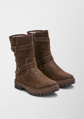 s.Oliver Winterstiefel mit Teddyplüsch - dunkelbraun