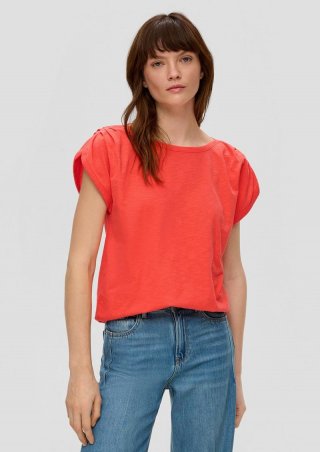 s.Oliver T-Shirt mit gerafften Ärmeln - orange