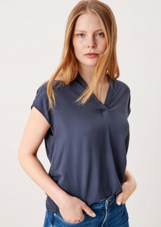 s.Oliver Viskose Shirt im Materialmix - navy