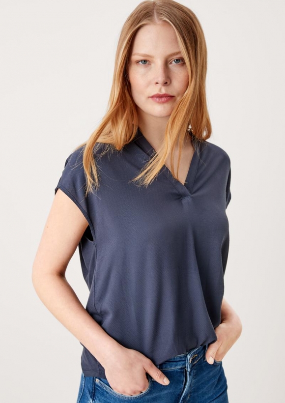 s.Oliver Viskose Shirt im Materialmix - navy