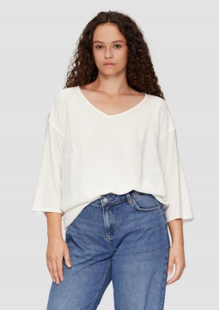 s.Oliver Shirt im Fabricmix und Loose Fit - creme