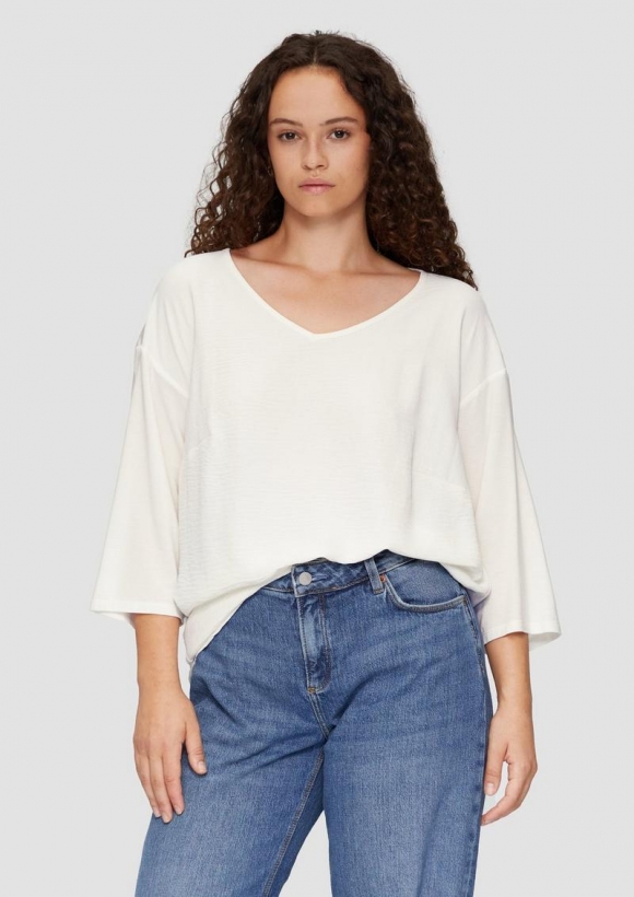 s.Oliver Shirt im Fabricmix und Loose Fit - creme