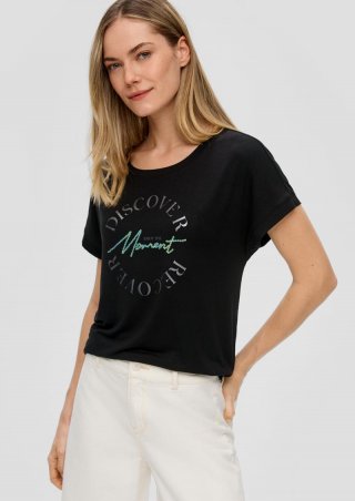 s.Oliver T-Shirt mit Pailletten - schwarz